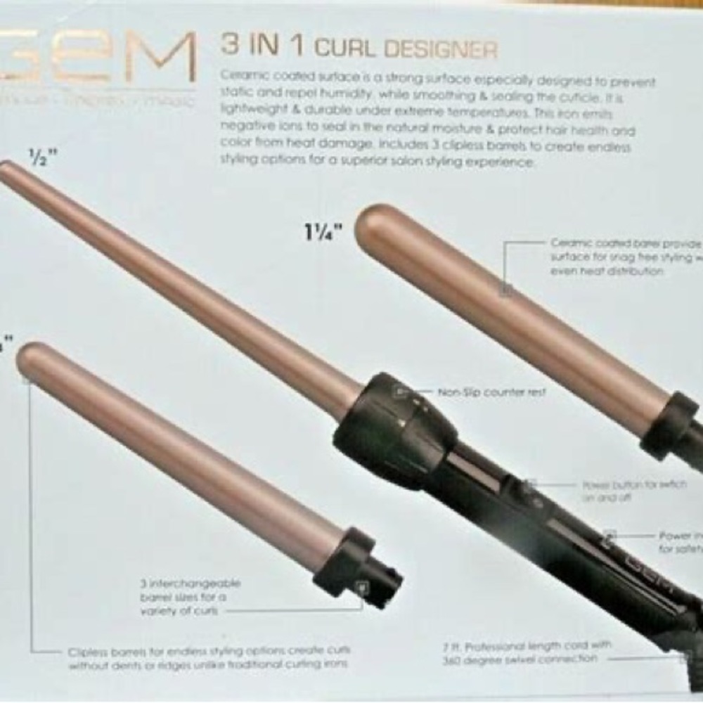 Gem 3 in one curl designer new pink